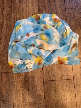 Light Blue Floral Scarf by Unknown Brand